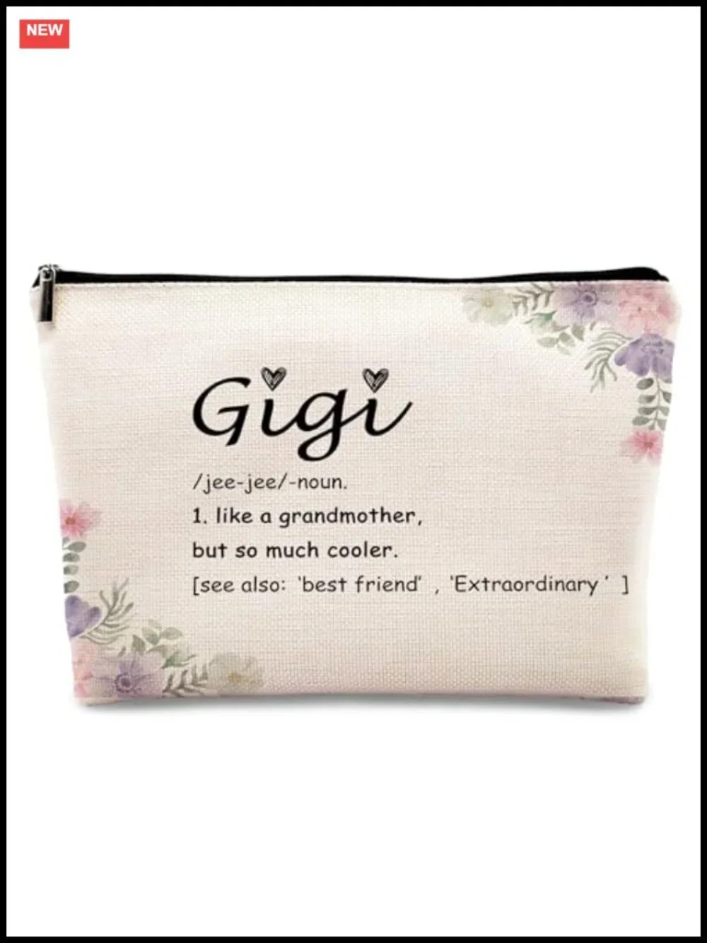 Linen Makeup Bag Travel Cosmetic Pouch Grandmother Gift Toiletry Organizer